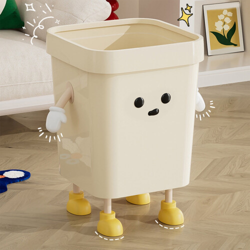 Cubo de basura de plástico rectangular para cocina, 9,05 pulgadas, amarillo