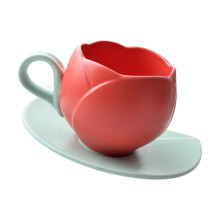 Retro-stijl verdikte keramische koffiemokken en bordenset 4-Rood