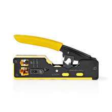 Crimpzange | CAT5 / CAT5e / CAT6 / CAT6a / CAT7 / RJ12 / RJ45 | Schneiden / Abisolieren / Zange | Gummi / Stahl | Gelb / Schwarz