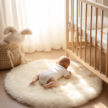 White Faux Fur Rug 2x2 ft Soft Washable Shag Carpet