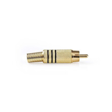 RCA-Stecker | Gerade | Männlich | Vergoldet | Löten | Kabeleingang Durchmesser: 7,0 mm | Metall | Gold / Schwarz | 10 Stück | Plastikbeutel