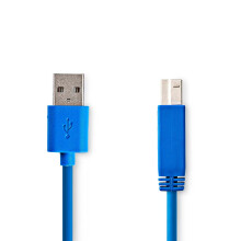 USB-Kabel | USB 3.2 Gen 1 | USB-A Stecker | USB-B Stecker | 5 Gbps | Vernickelt | 3,00 m | Rund | PVC | Blau | Plastikbeutel