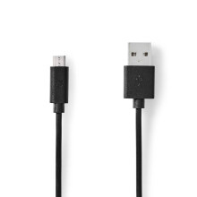 USB-Kabel | USB 2.0 | USB-A-Stecker | USB-Micro-B-Stecker | 9 W | 480 Mbps | Vernickelt | 5,00 m | Rund | PVC | Schwarz | Kunststoffbeutel