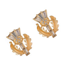 Zinc Alloy Crown Ear Studs Rhinestones Embellished Lightweight