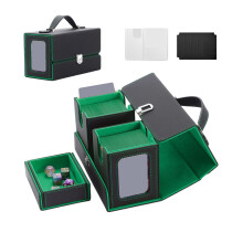 Premium Card Deck Box for Commander Lock Mechanism-black green