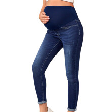 Maternity Skinny Ankle Jeans High Stretch Comfort-dark blue M