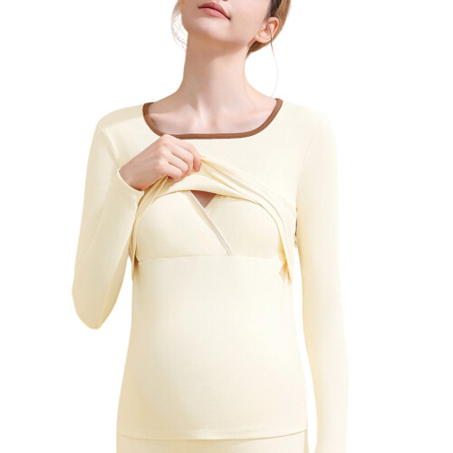 Polyester Maternity Nursing Sleepwear Upgrades for-Cream XL