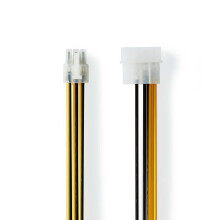 Internes Stromkabel | Molex Stecker | PCI Express Stecker | Vergoldet | 0,20 m | Rund | PVC | Gelb / Schwarz | Umschlag