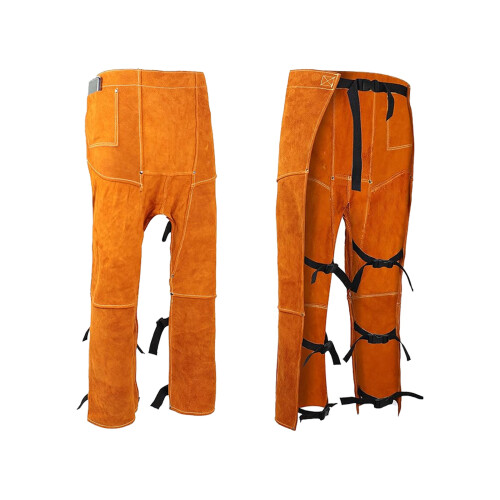 Industrial Leather Welding Chap Flame Resistant-brown