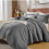 Edredom Queen Vintage-Washed Stripe, Cinza Claro 1