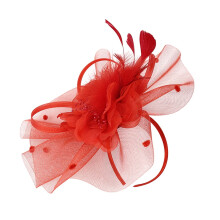 Rotes, quadratisches Netz-Haarband für Damen – 30 cm
