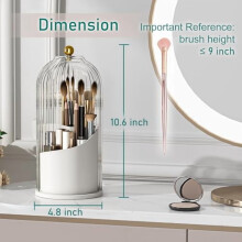 Porte-pinceaux de maquillage avec couvercle, rotatif Ă 360, 3 compartiments