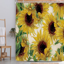 Duschvorhang im Landhausstil mit Sonnenblumenmuster, 72 x 72 Zoll