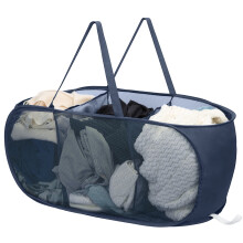 Opvouwbare wasmand met 3 vakken, blauw