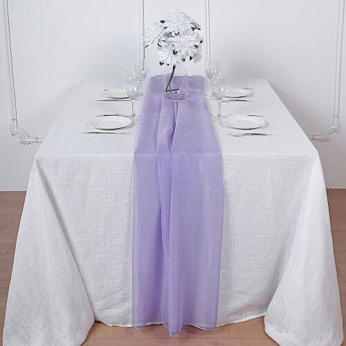 Bordløper i chiffon, lavendel, 183 cm