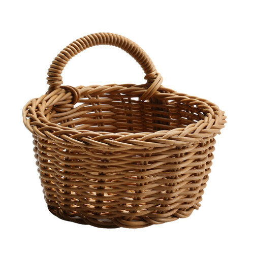 Wall Hanging Wicker Storage Basket Brown 1-Pack