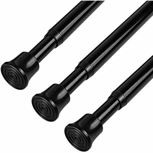 Fjäderspännande gardinstång svart 18-28in 3-pack