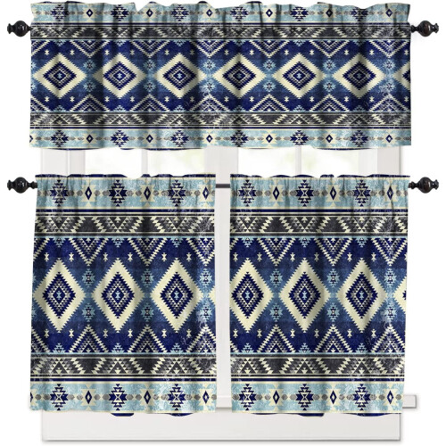 Aztec Valance gardinsæt – Geometrisk trekantdesign,