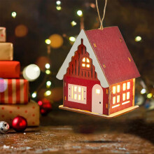 Weihnachtshütte aus Holz mit LED-Beleuchtung