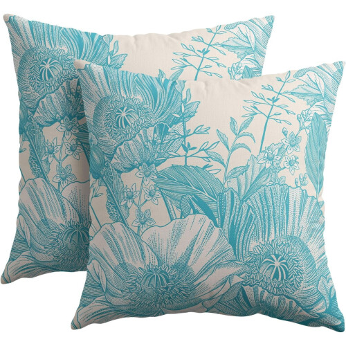 Conjunto de capas de almofada vintage com estampa floral, em algodão e linho, 45x45cm (18x18 polegadas).
