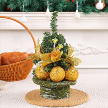 Mini gold Christmas tree 8.6 inches with bow