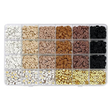 Kit para confecção de pulseiras de contas de argila douradas para mulheres.