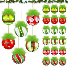 Lksixu 18-Piece Red & Green Glitter Christmas Baubles with