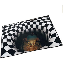 Halloween area rug black white plaid round 60x90cm