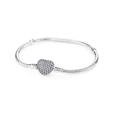 925 Sterling Silver Heart Charm Bracelet for Women Rose