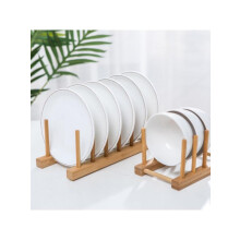 Escurridor de platos de madera de bambú, soporte para platos, organizador de armario de cocina para platos