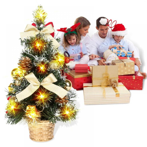 Mini Christmas Tree 16 Inch Pre-lit Yellow Lights