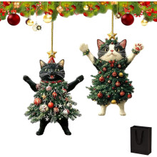 Black and White Cat Christmas Ornament 2024