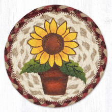Sunflower in Pot Round Coaster 7 x 7 Inches
