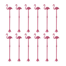 Haust flamingo stirring rods plastic 12 pcs pink