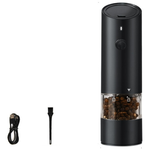 Moulin à poivre électrique rechargeable par USB, noir
