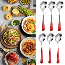 VISALY stainless steel round soup spoon set 6 pcs