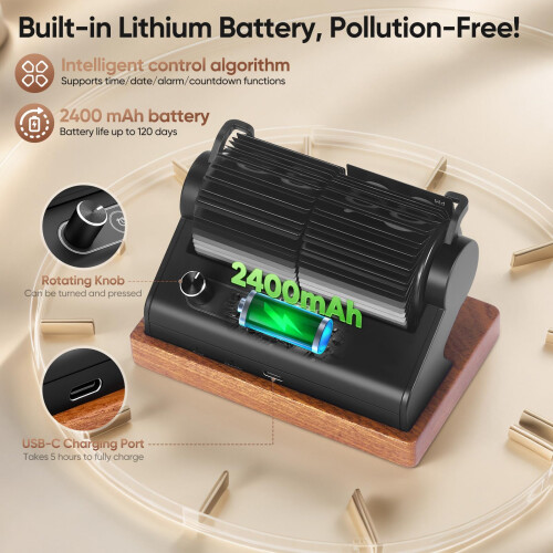 Mini Flip Desk Clock 2400mAh, 4 in 1 Retro 2