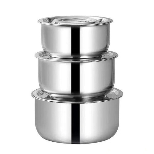 Stainless Steel Soup Pot Set with Lid 3 pcs