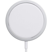 Wireless Charger Round Mirror 24 in Silver Frame