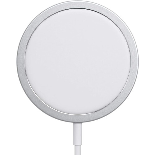 Wireless Charger Round Mirror 24 in Silver Frame