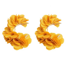 C-Shaped Alloy Petal Stud Earrings 1 Pair