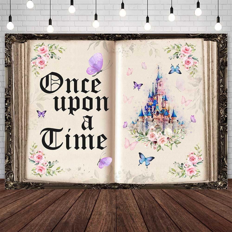 Fairy Tale Backdrop Floral Books Castle Theme Pink 946140677583