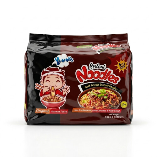 Yummys Beef Instant Noodles 65g 5 Pack Quick Savoury Snack
