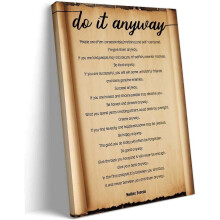 Stampa su tela incorniciata con poesia "Do It Anyway" (Fallo comunque) 12x18 pollici