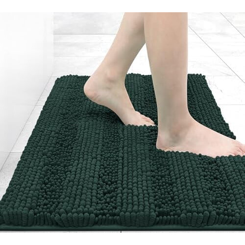 Stripete chenille baderomsteppe 76 x 51 cm