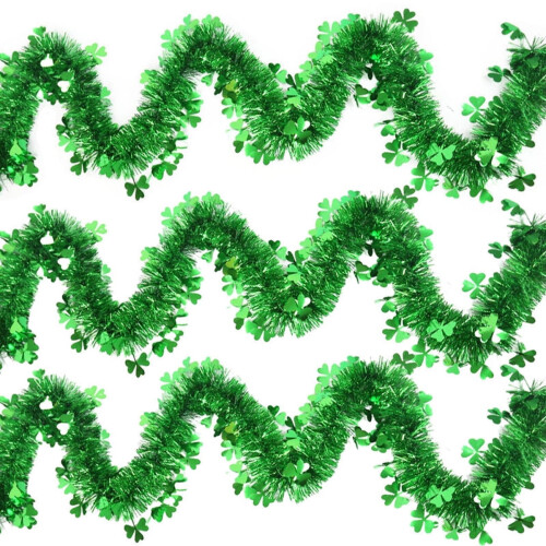 St. Patrick's Day glittergirland, grön treklöver, 3-pack