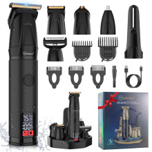 Hatteker Men's Hair Clipper & Grooming Set, LCD Display, Multifunctional,Black