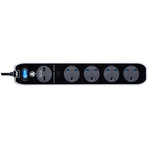 Masterplug Extension Lead 4 Socket 2M Surge Protected USB Charging Ports 2