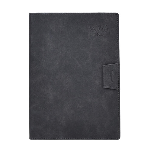 2026 Leather Academic Planner with Ribbon Bookmarks For-black