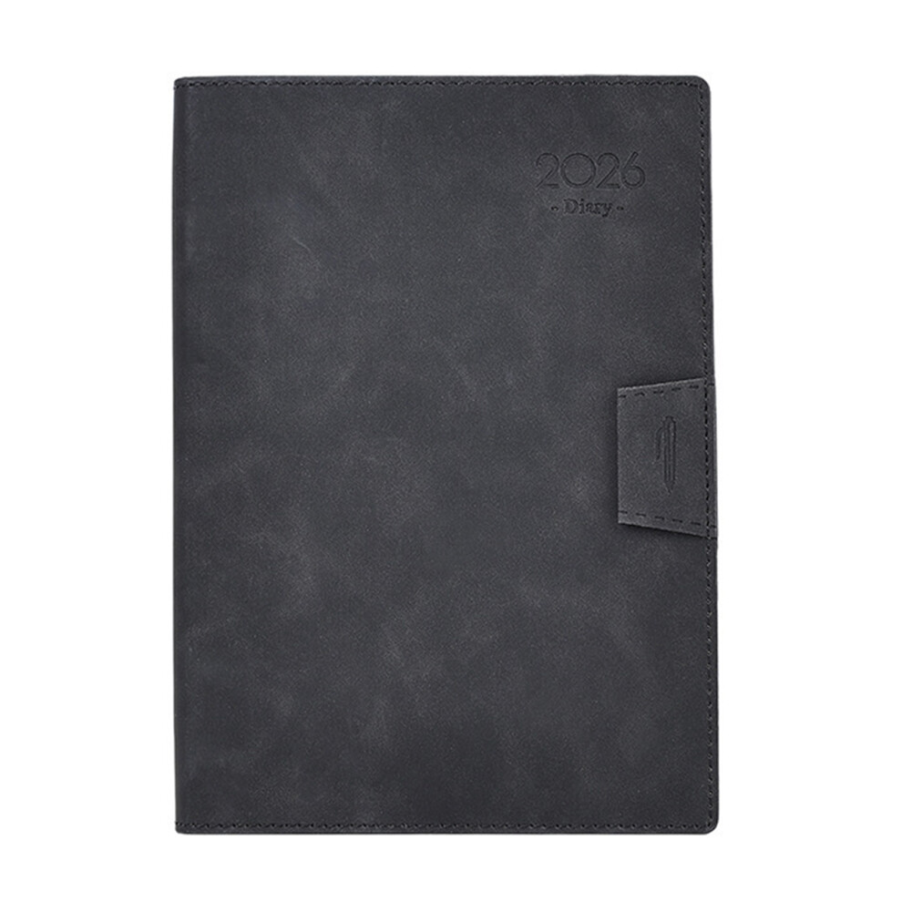 2026 Leather Academic Planner with Ribbon Bookmarks For-black